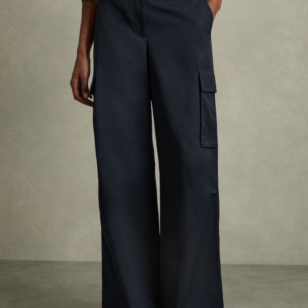 Reiss NWT: Navy Wide-Leg Cargo Pants - US size 12